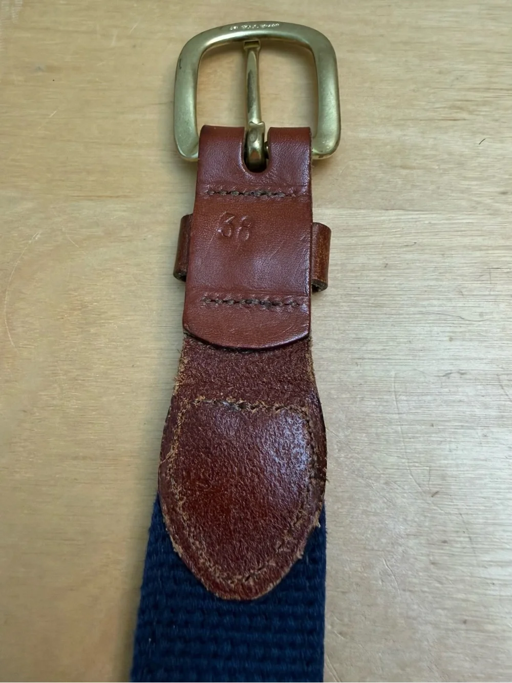 Nautical Sailboat Woven Vintage Belt Leather Man Ltd Brass Buckle Made in USA 38